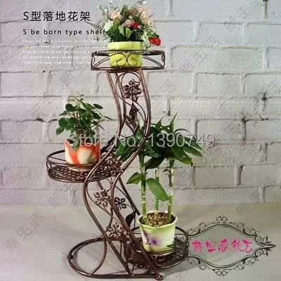Rustic Multi Layer Fashion Iron Flower Stand Balcony Indoor French Pot Holder Hanging Basket Rustic Multi Layer Fashion Iron Flower Stand Balcony Indoor French Pot Holder Hanging Basket