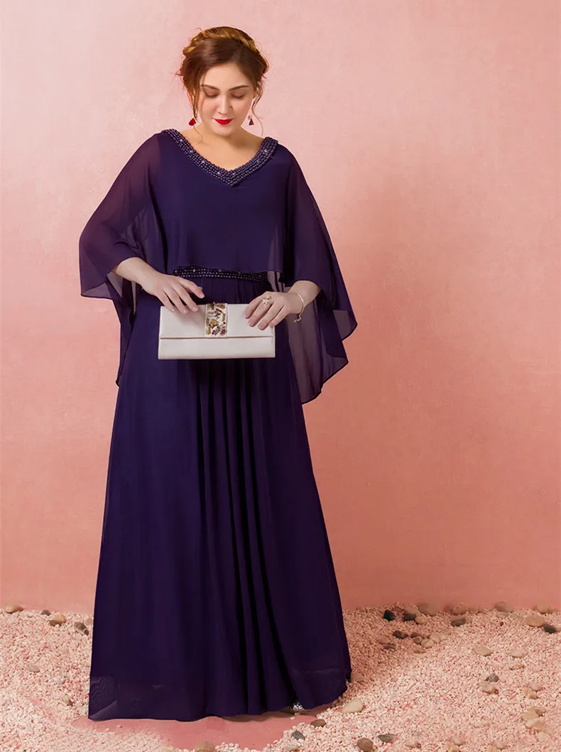 JaneVini фиолетовые шифоновые платья для матери невесты, жемчужные трапециевидные свадебные вечерние платья длиной до пола, официальная вечерняя одежда