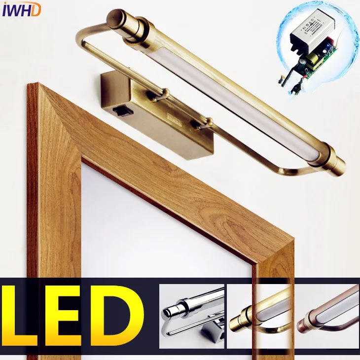 

IWHD Europe LED Bathroom Mirror Light Fixtures Waterproof LED Vintage Wall Lamp Bathroom Lighting Arandela Sconce