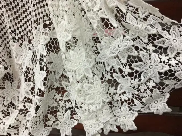 Белый хлопок полые вышивка Водорастворимая кружевная ткань кружевная юбка-шаль DIY ткань 55 см в ширину