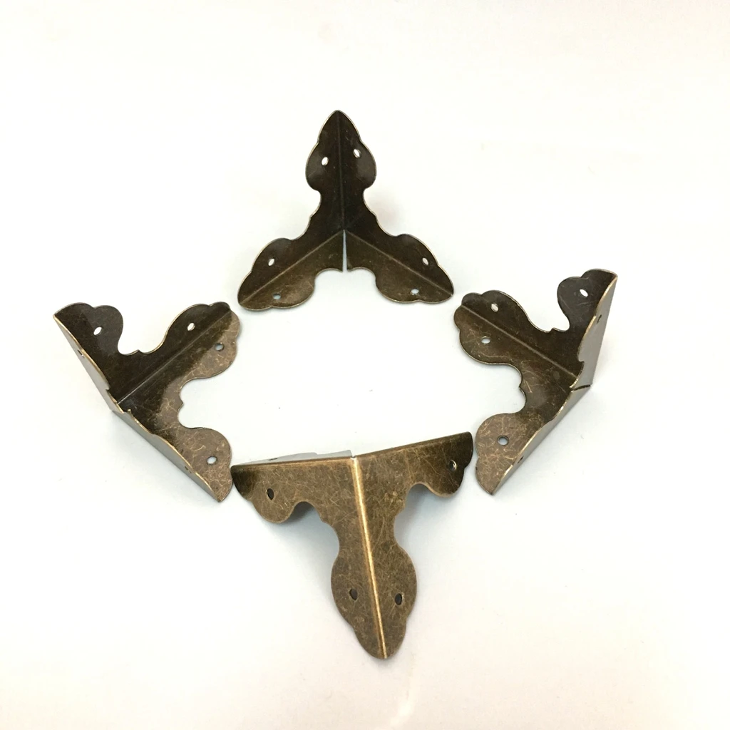 4Pcs Antique Metal Corner Protector Furniture Corner Protectors Guards Vintage Decorative Box Desk Edge Covers