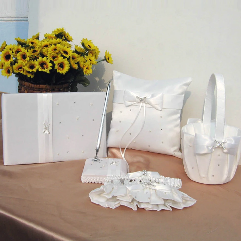 5pcs-set-elegant-white-satin-wedding-guestbook-and-pen-and-ring-pillow-set-wedding-decoration-party-ceremony-supplies