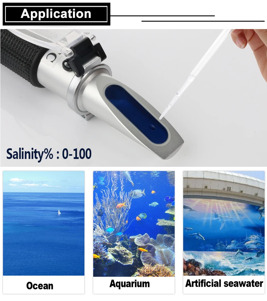 Água Salgada Hidrômetro Tester 0-10% Aquário Refratômetro Digital Portátil Profissional