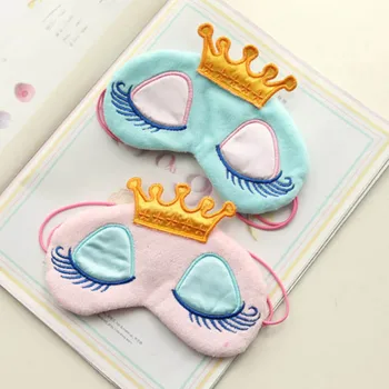 

Lovely Pink/Blue Crown Sleeping Mask Crown Eyeshade Eye Cover Travel Cartoon Long Eyelashes Blindfold Gift For Women Girls les