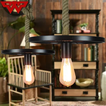 

Retro Vintage Rope Pendant Light Lamp Loft Creative Personality Industrial Lamp American Style For Ding Living Room Restaurant