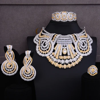 

GODKI Luxury Blossom Flower Tassels Statement Choker Jewelry set For Women Wedding African Cubic Zircon CZ Dubai Bridal Jewelry