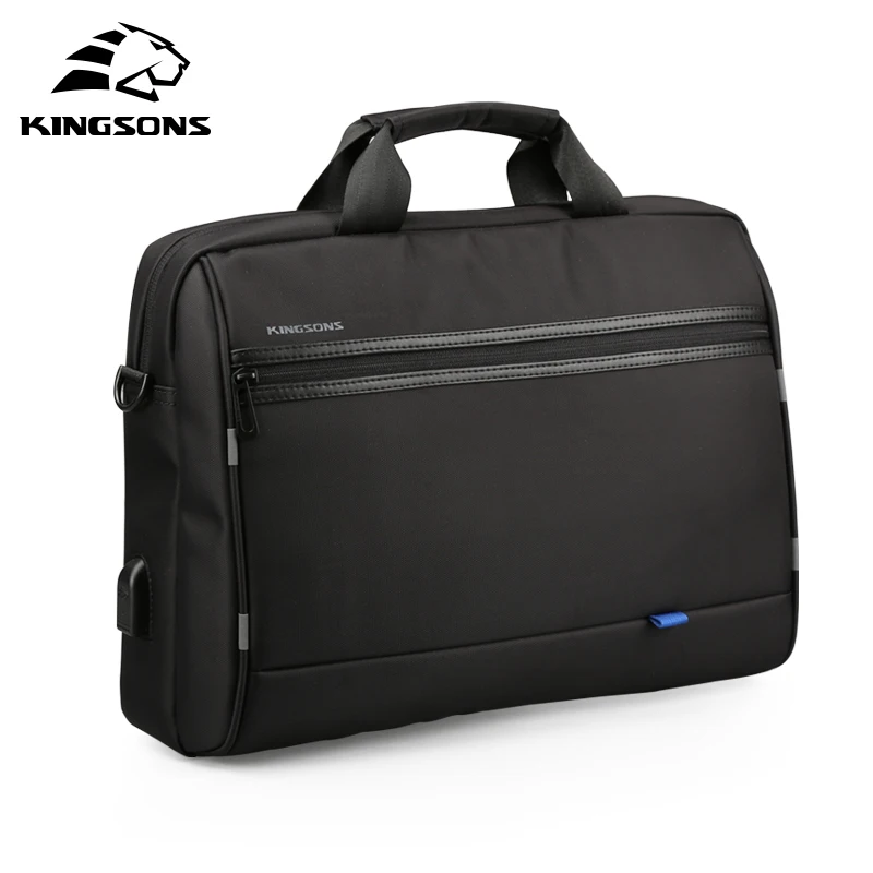 

Kingsons 2018 New Usb Charge Brand Handbag Men Large Capacity Shoulder Bag Male Waterproof Tote Bag Fashion Black Top-handle Bag