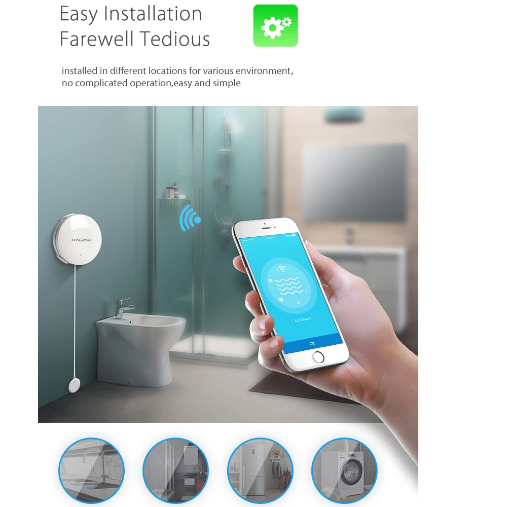 Умный WiFi датчик воды детектор потока и утечки сигнализации и уведомления приложения оповещения не дорогой концентратор требуется Датчик утечки воды