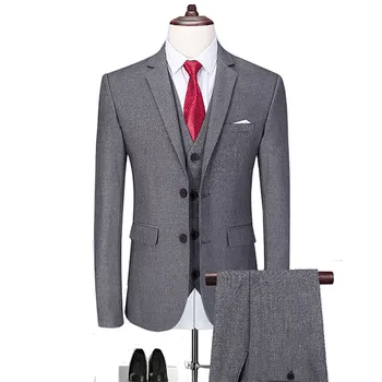 

Business men suits 3 piece set (coat vest pants)wedding groomsmen suits high-end custom men designer blazer fashion suit wedding