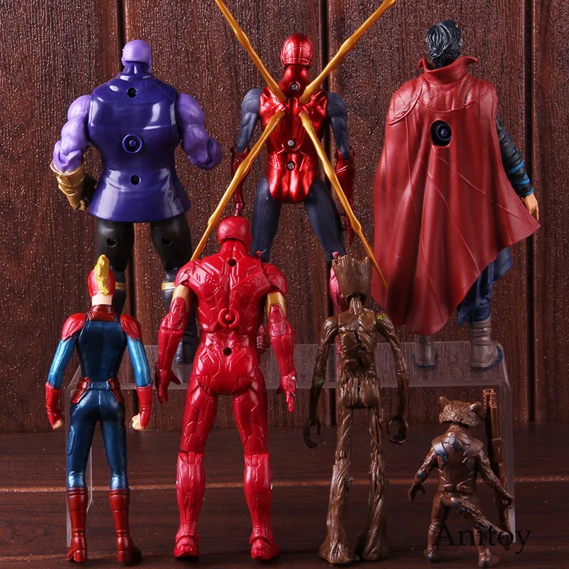 С принтами "Marvel", "Мстители", "Капитан с героями комиксов Марвел, Капитан Америка" Человек-паук "Dr странные реактивный енот статуэтки коллекционные модели игрушки 5-7 шт./компл