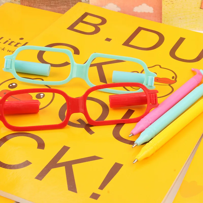 

24 PCs Creative Stationery Wholesale Cute Eyeglass Frame Modeling Pen Student Prize Ballpoint Gel Pen Cute Stationary Wholesale
