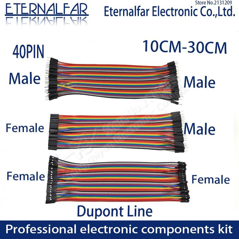 

10CM 20CM 30CM 40PIN Rainbow Cable Dupont Line Male Female Head Jumper Wire Connecting line Cable Breadboard PCB Arduino DIY KIT