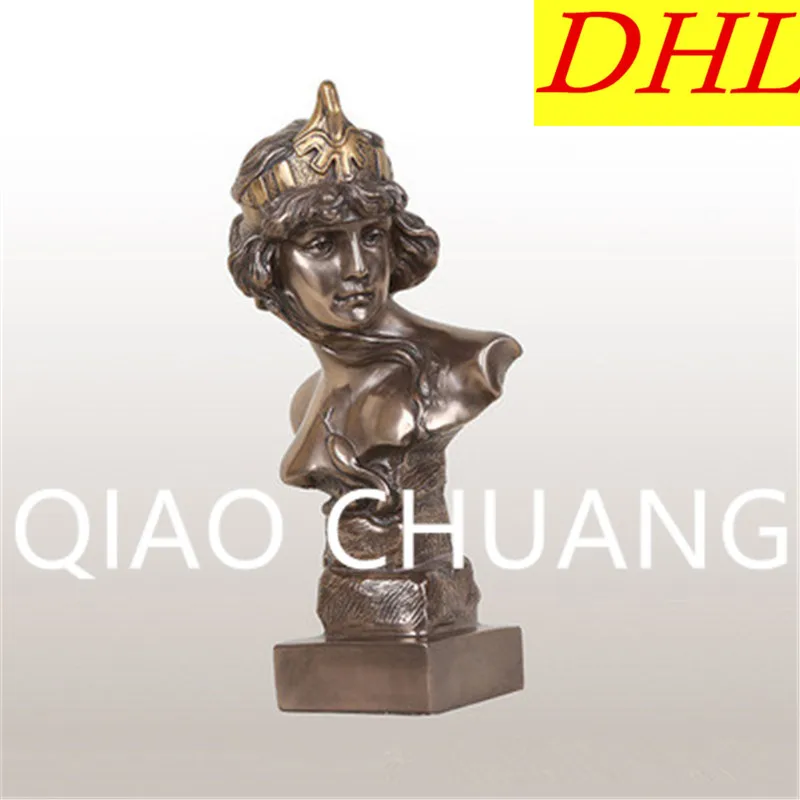 

Creative European Style Crown Girl Figures Imitation Cuprum Head Portra Craftwork Living Room Decoration G1311