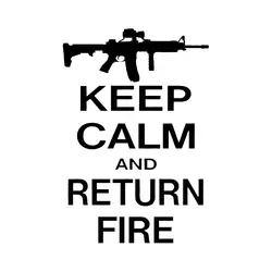 10,6*15,6 см интересный KEEP CALM AND RETURN FIRE Графический пистолет Стайлинг автомобиля стикерами черно-белые виниловые мотоциклы украшения