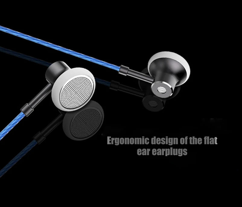 In Ear Earphone Flat Head Metal Headset With Microphone Stereo Earbuds Hifi Bass Headphone for Redmi Note 4X Huawei P10 Computer(1)