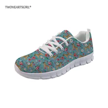 Twoheartsgirl очаровательны Бордер терьер кроссовки Классические для женщин колледж обувь для девочек сетки прогулочная обувь роскошные женские туфли без каблуков