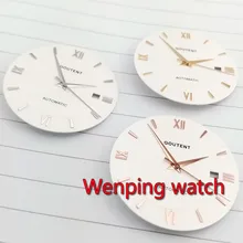 Часы циферблат в циферблате 33 мм белый круглый циферблат с гвоздем Fit Miyota 8205/8215, Mingzhu DG2813/3804 механизм