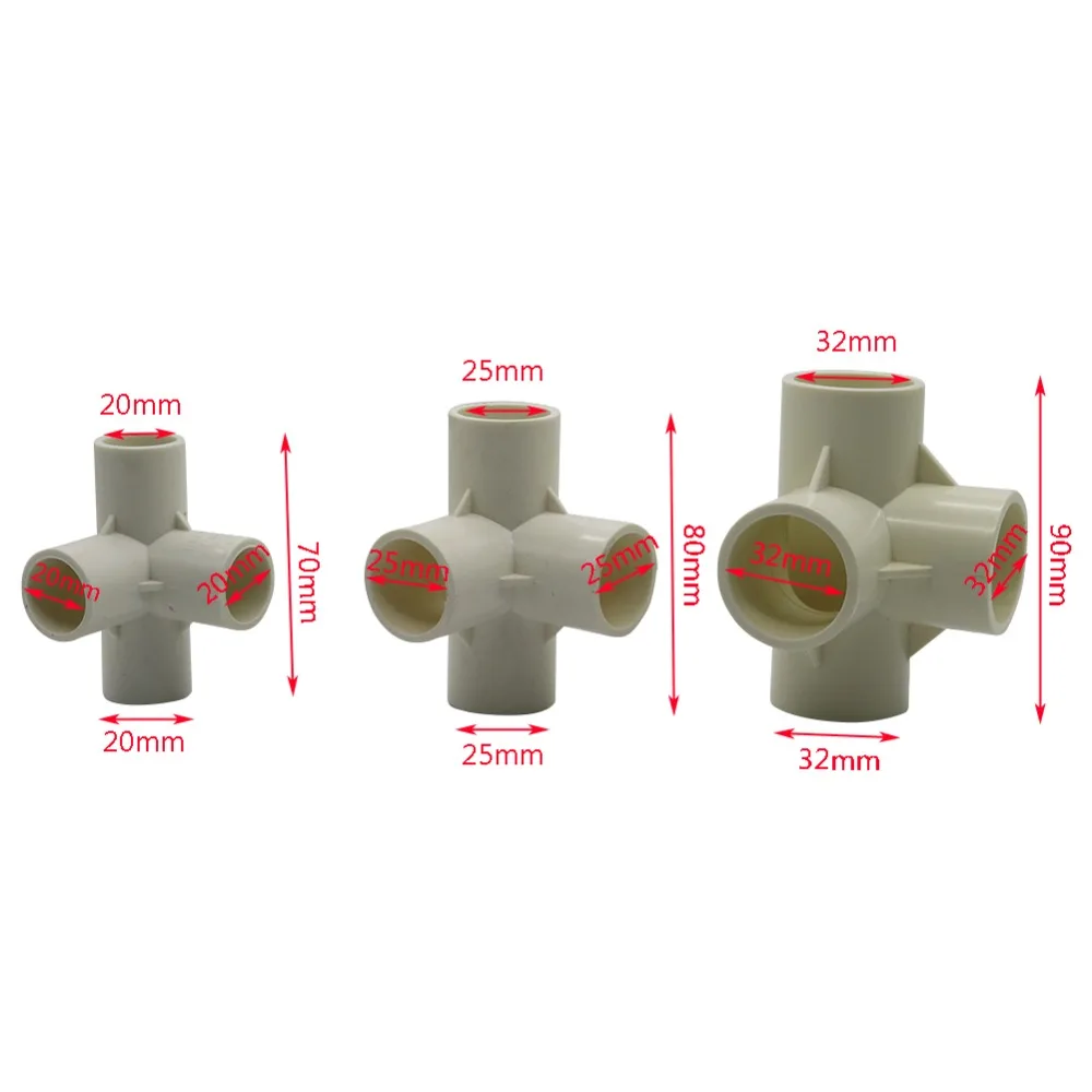 4-полосная совместных 20 мм 25 мм, маленького размера, круглой формы с диаметром 32 мм сельское хозяйство сад полива трубки адаптер трубы фитинги ПВХ Разъемы 20 шт