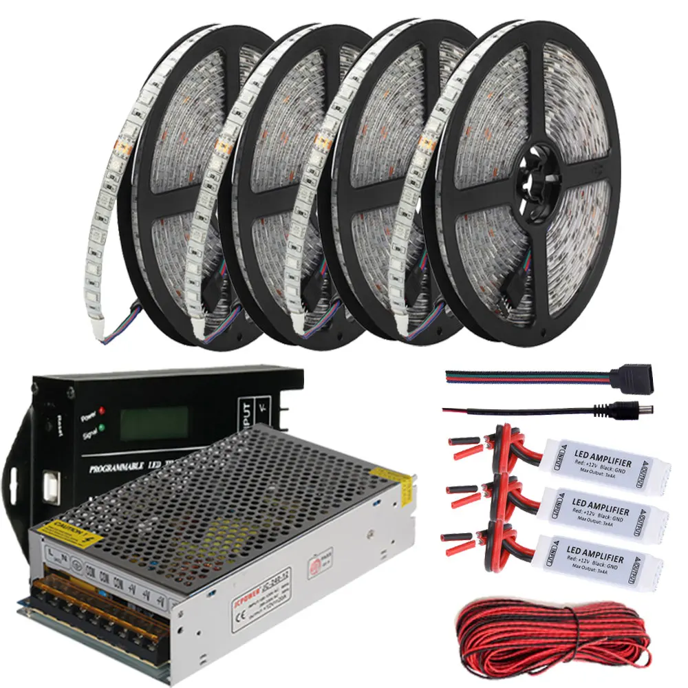 Светодиодная лента RGB 5 20 м 12 В постоянного тока 5050 SMD 60 светодиодов/м|Светодиодные