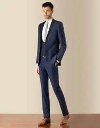 Мода жениха смокинги для женихов Slim Fit Светло темно обычай 2019 женихов костюм две пуговицы нагрудные Свадебные Пром (куртка + брюки Д