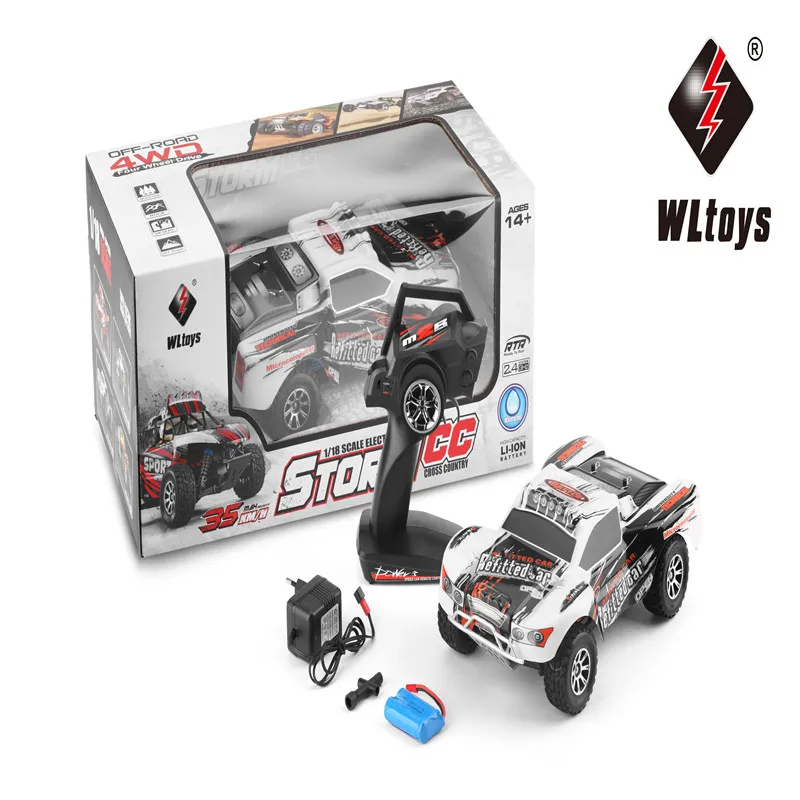 WLtoys A969-A Electric RC Car 2.4G 4WD 1/18 RC Monster Truck High Speed Off-Road Racing Remote Control Toy Silver For Kids Gifts wltoys a212 1 24 electric 4wd monster truck