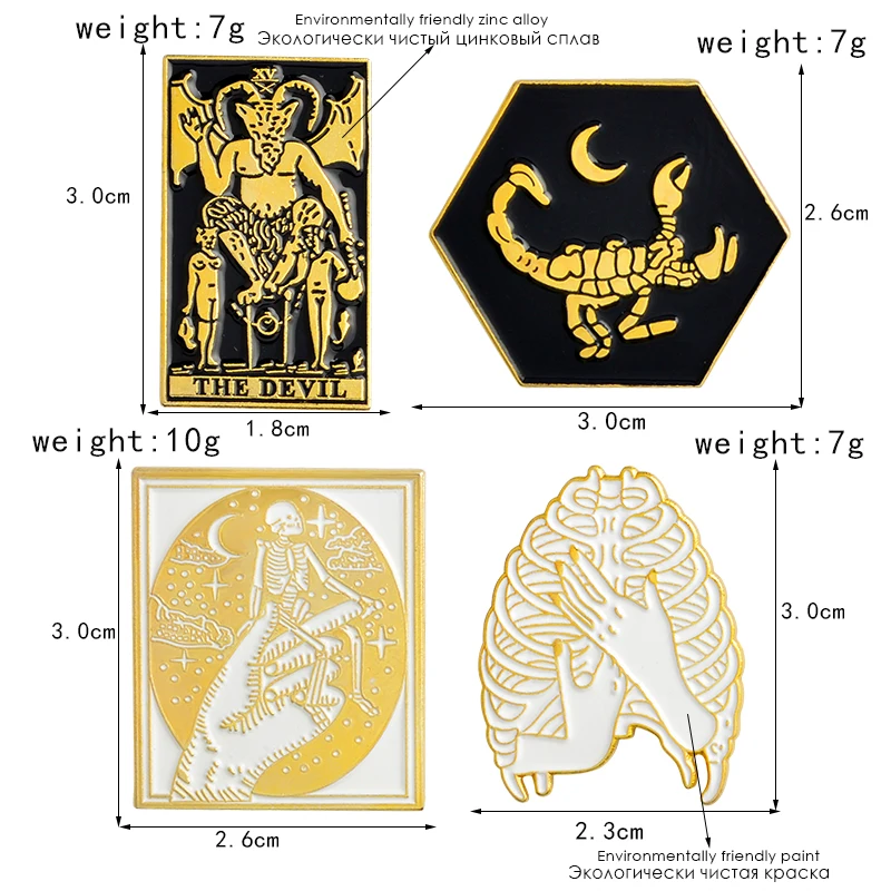 Заколка Для панка дьявол булавка дьявол Скорпион Скелет Череп ребра клетка руки брошь для Хэллоуина брошь с дизайном «скелет» значки подарок на Хэллоуин