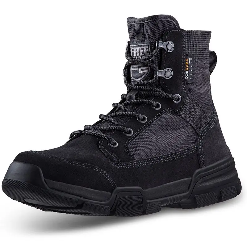 FREE SOLDIER men's tactical wear-resistant boot super lightweight breathable hiking boot - Цвет: Black