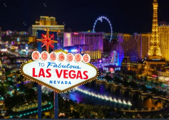 Las Vegas Banner City Night Backgrounds Vinyl cloth High quality