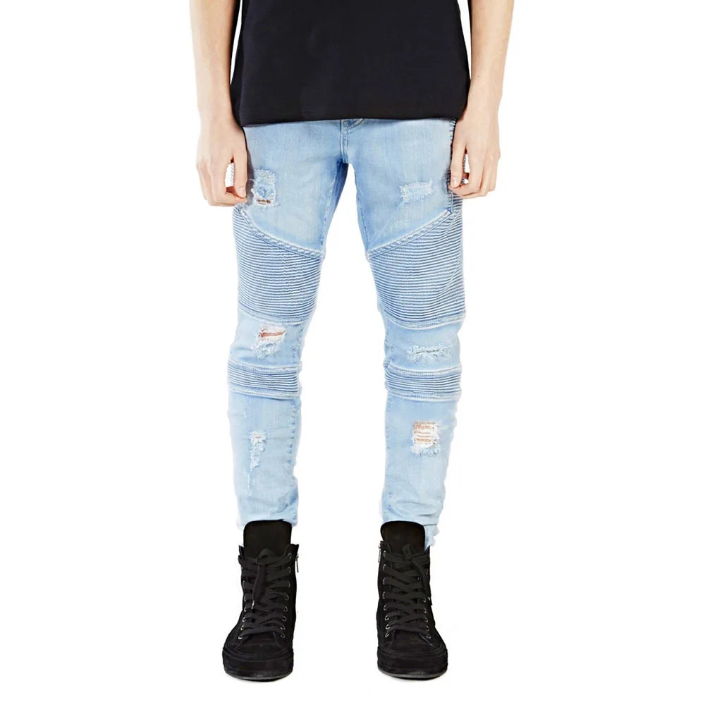 Men Jeans Runway Slim Racer Biker Jeans Fashion Hiphop Skinny Jeans For Men 13