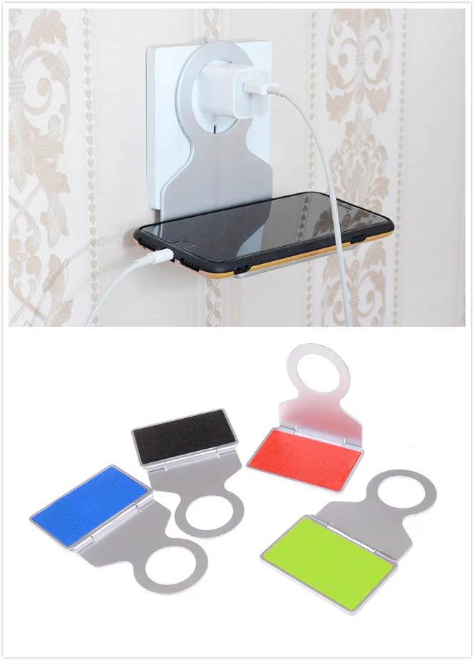 Universal Foldable Plastic and metal Cell Phone Wall Charger Holder