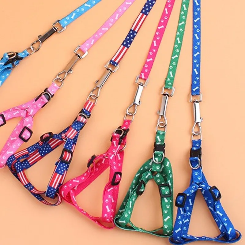 

New Multi-Style Harness Lead Leash Polyester Printing Puppy Cat Leash With Adjustable Leashes For Small Dog Pet Products QY111
