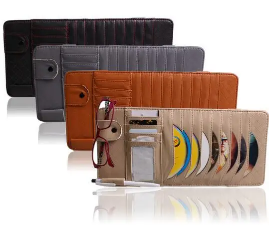 

Car CD DVD Holder Disc PU Leather Storage Case Sunglasses Card Organizer Sun Visor Sunshade Sleeve Wallet Clips Storage Bag Car