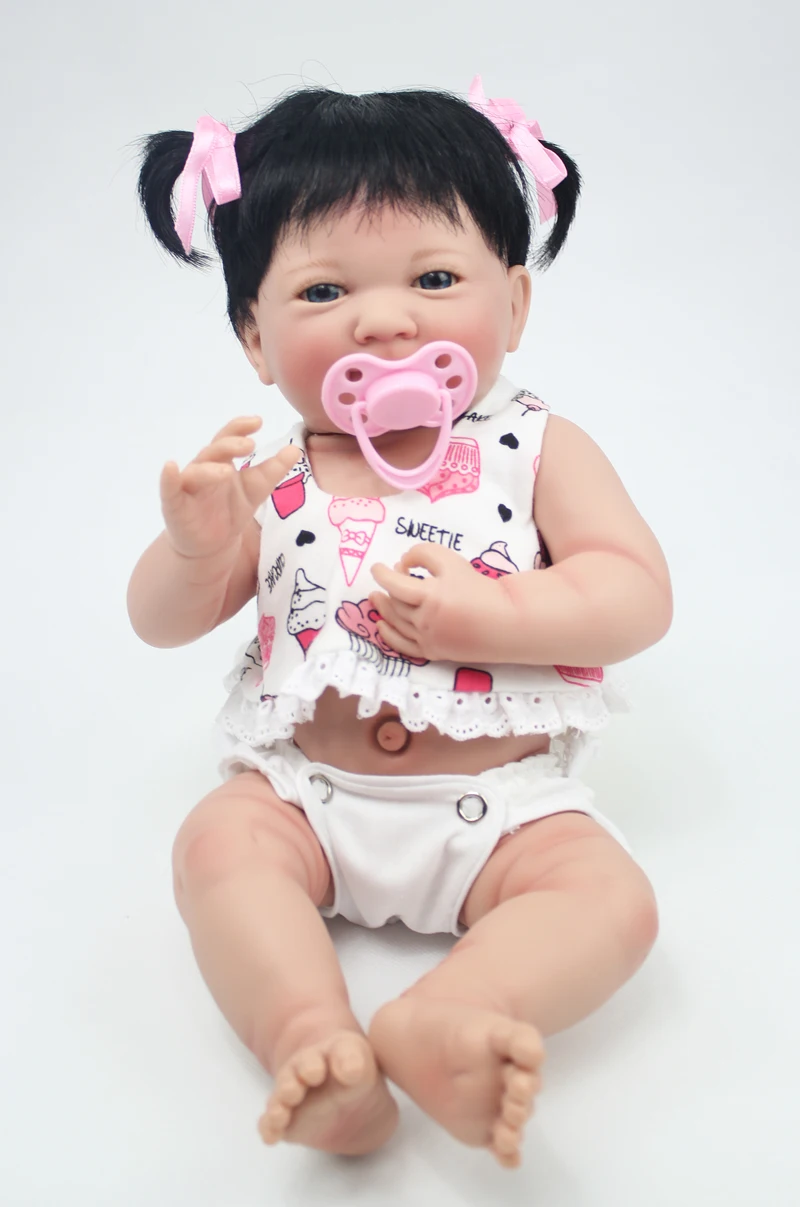 35 см полный силиконовый корпус Reborn Baby Doll игрушки Реалистичные 14 дюймов Мини Винил принцесса улыбка Девочка Младенцы кукла подарок на день рождения Купание игрушка