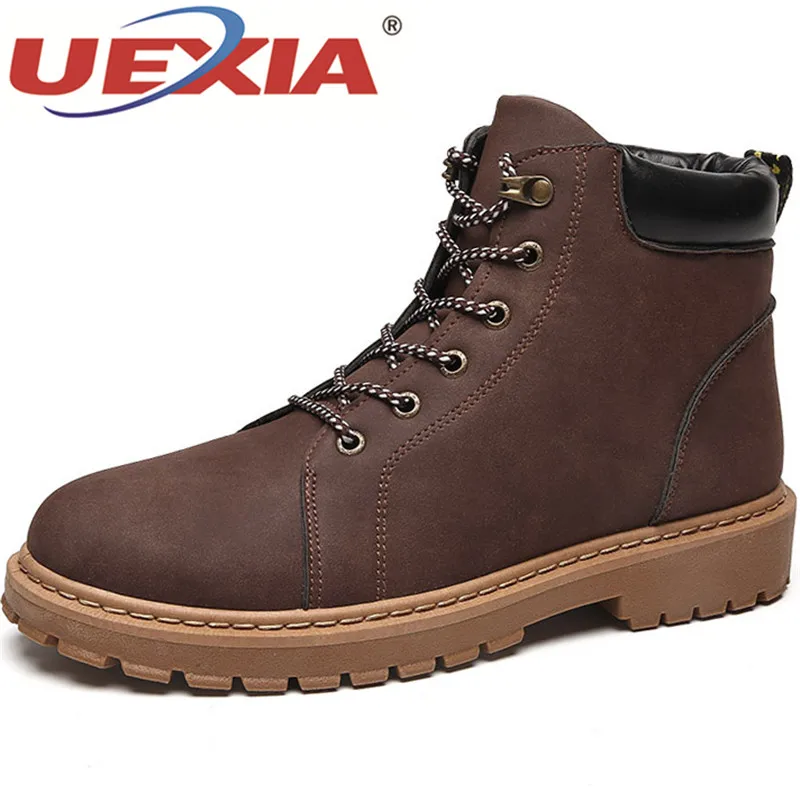 

UEXIA High Quality Fashion Ankle Boots Winter Autumn men's Motorcycle Martin men Snow Boots Oxfords men Shoes Handmade Footwear