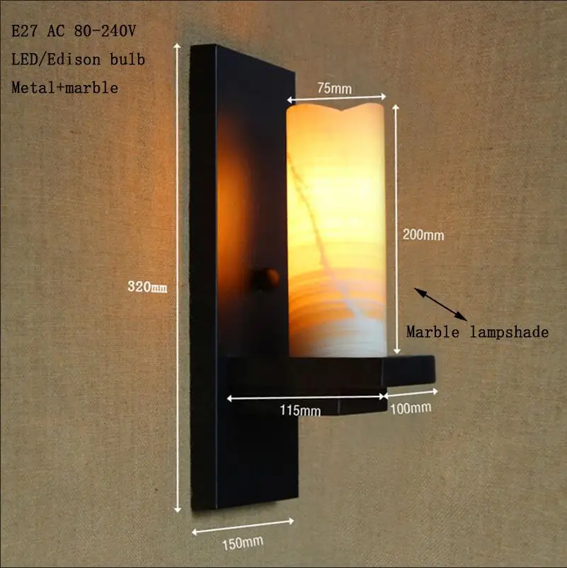 Винтажное Ретро Черное винтажное бра домик Ретро железные настенные лампы искусственный мрамор абажур для свечи настенный светильник Светильник Бра - Цвет абажура: B05