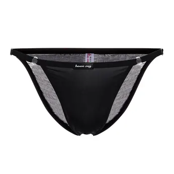 

Sexy Men Thongs Ice Silk Smooth Big U Convex Pouch Briefs Breathable Mens G Strings Low Rise Seamless Erotic Lingerie Gay Wear