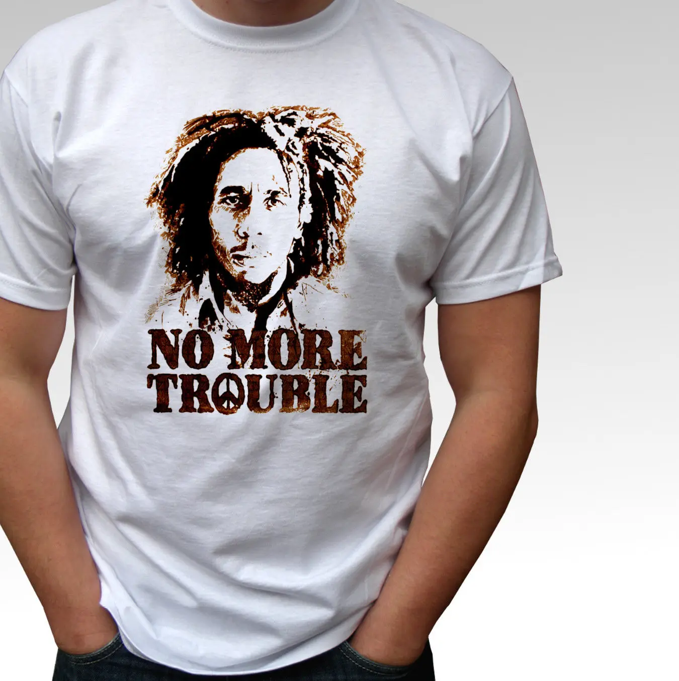 Bob Marley no more trouble белая футболка rasta reggae топ-мужская из 100% хлопка уличная pride Мужская