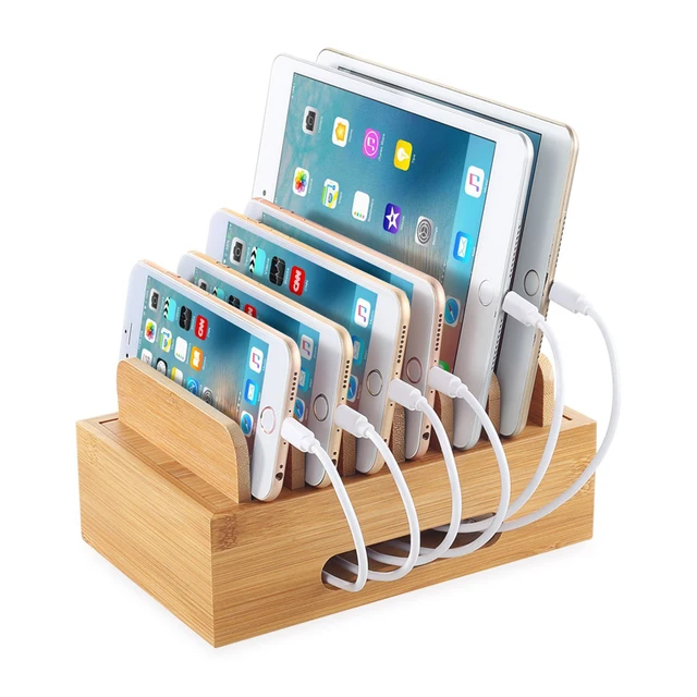 Eco Friendly Bamboo Multi Device Charging Station Stand Desktop Eco Friendly Bamboo Multi Device Charging Station Stand Desktop Organizer Compatible With Usb Charger