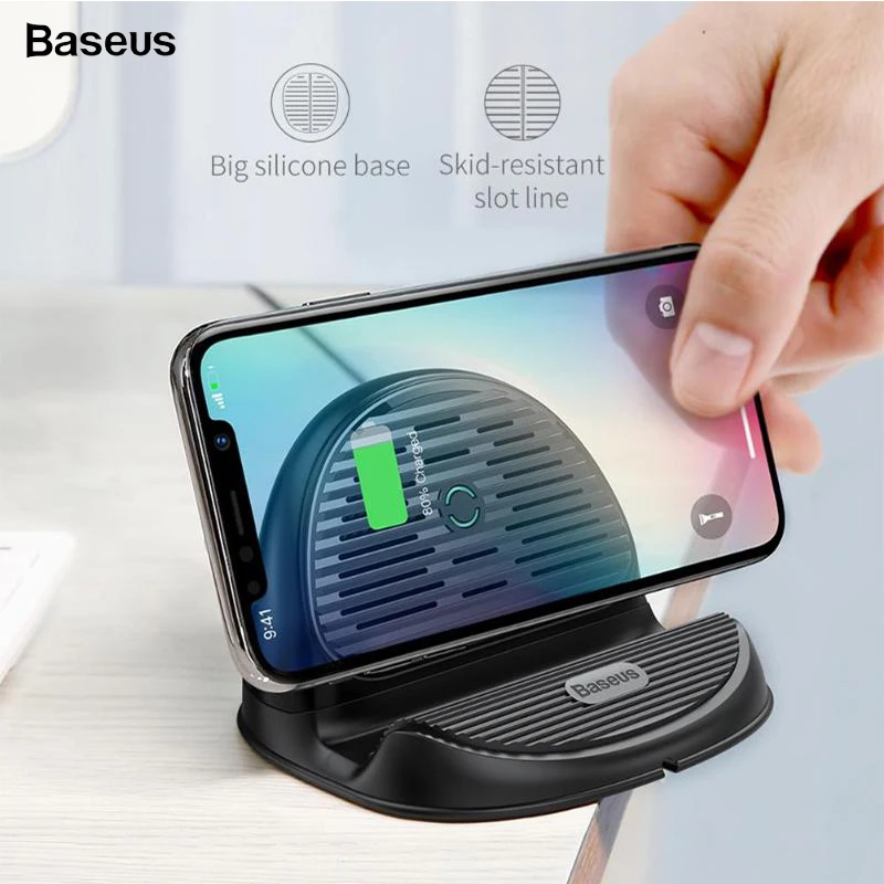 

Baseus Desktop 10W Fast Charging Wireless Charger Phone Holder Stand with Cooling Fan for iPhone Samsung Mobile Phone Charger
