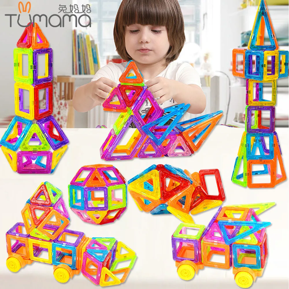 Tumama 86pcs 3D Magnetic Blocks Building Mini Size Educational Toys Plastic Enlighten Kids DIY Bricks Designer Construction Set