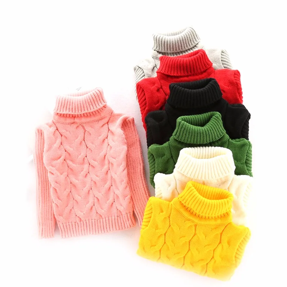 

Daddy Chen Baby Sweater Turtleneck Boys Soft Warm Sueter Infantil Girls Solid Sweaters Shirts Knitted Bottoming Collar T-Shirt