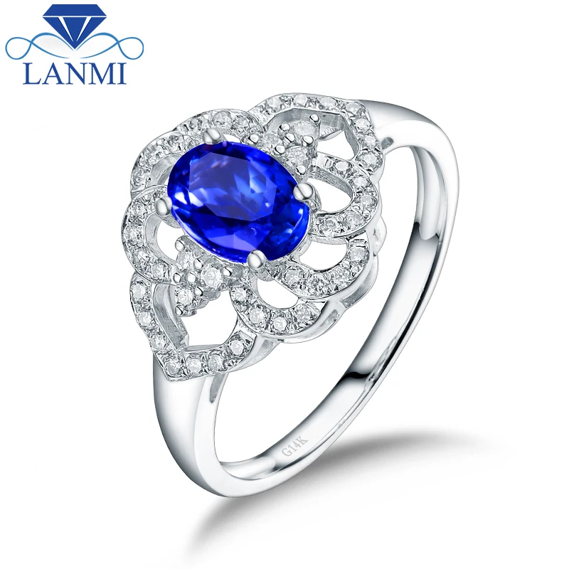 

Natural AAAA Tanzanite Rings 14K White Gold Real Diamond Wholesale Fine Jewelry For Men and Women