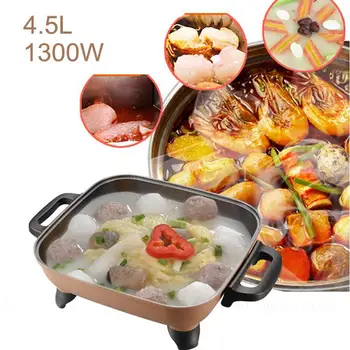 

Multi Cookers 4.5L 1300W 5-shift Knob Type Temperature Control Electric Non-stick Hot Pot Cooker for Stew Soup Fry
