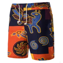 Летние Для мужчин мужские шорты в повседневном стиле с принтом Короткие Свободные Новые дышащие эластичный шнурок на талии тонкая мужская мода в Корейском стиле, модная