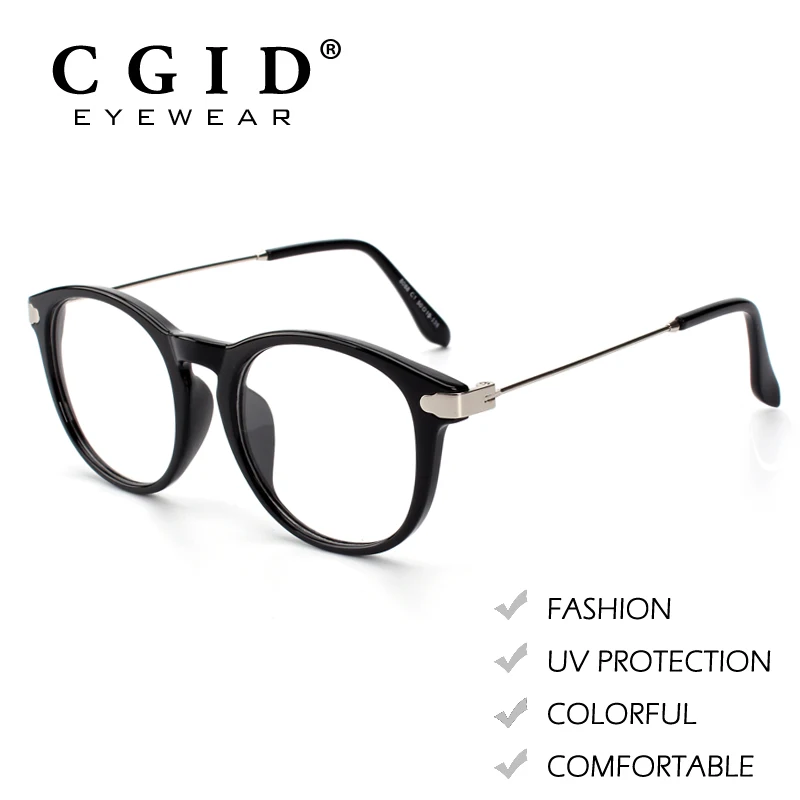 

CGID Fashion Style Eyeglasses Oval Colorful Frame Metal Decoration with UV Protection Clear Lens Glasses for Women & Men PG88