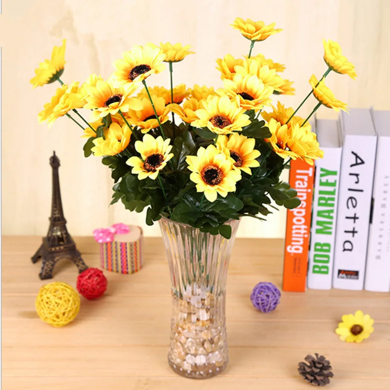 

30cm Artificial Flower Sunflower Decor for Home Wedding Decoration Table Flower Plastic Daisy Fake Plants Graduation 2019