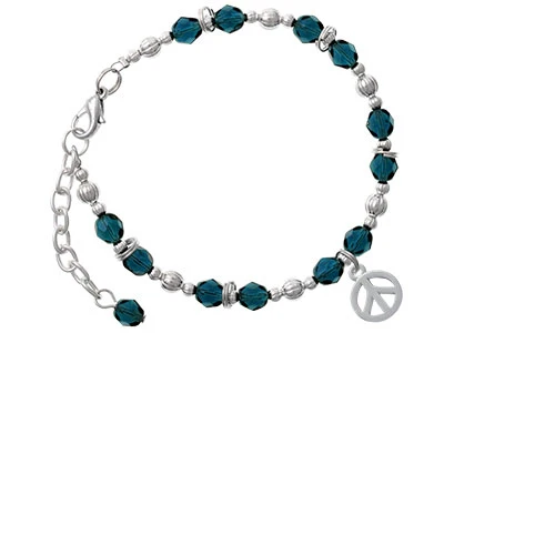 Peace Sign Navy Blue Beaded Bracelet