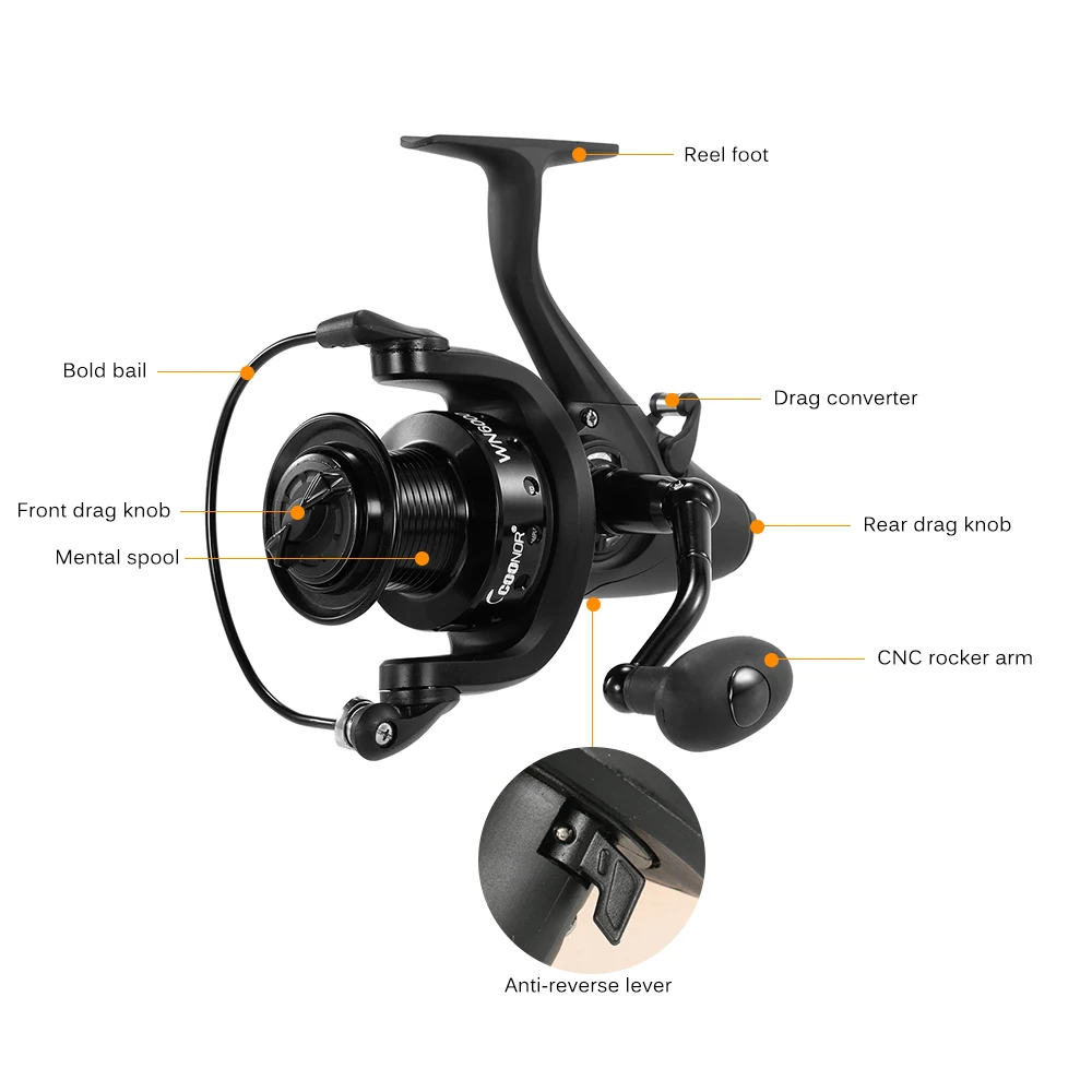 COONOR спиннинговая рыболовная Катушка 5,1: 1 рыболовное колесо Рыболовная катушка WN5000 11+ 1 Шариковые подшипники с левой/правой складной ручкой