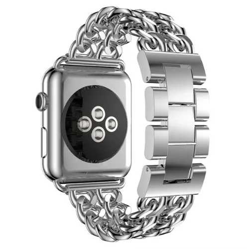 Серебристый Умный ремешок для часов из нержавеющей стали для Apple Watch 42 мм Серия 1 2 3 Замена Мужские t классические мужские часы ремешок для iWatch 38 мм металлический ремень - Цвет: Серебристый