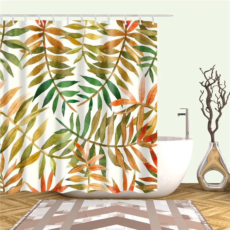 Африканские листья принты для ванной занавески для душа водонепроницаемый экран для ванной украшения дома полиэстер Ткань моющийся занавес